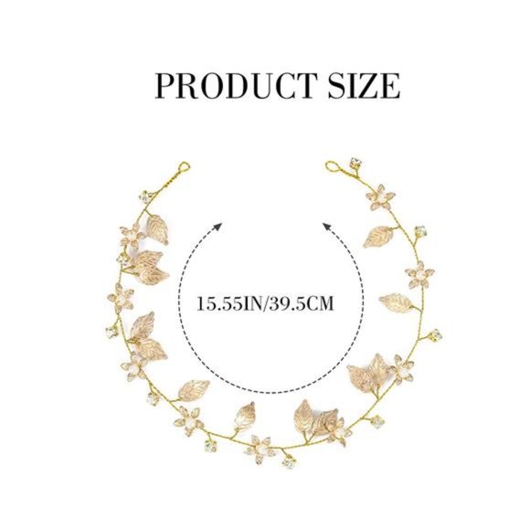 Gold Leaf Wedding Hair Vine | Bride Headband - Picture 3 of 5